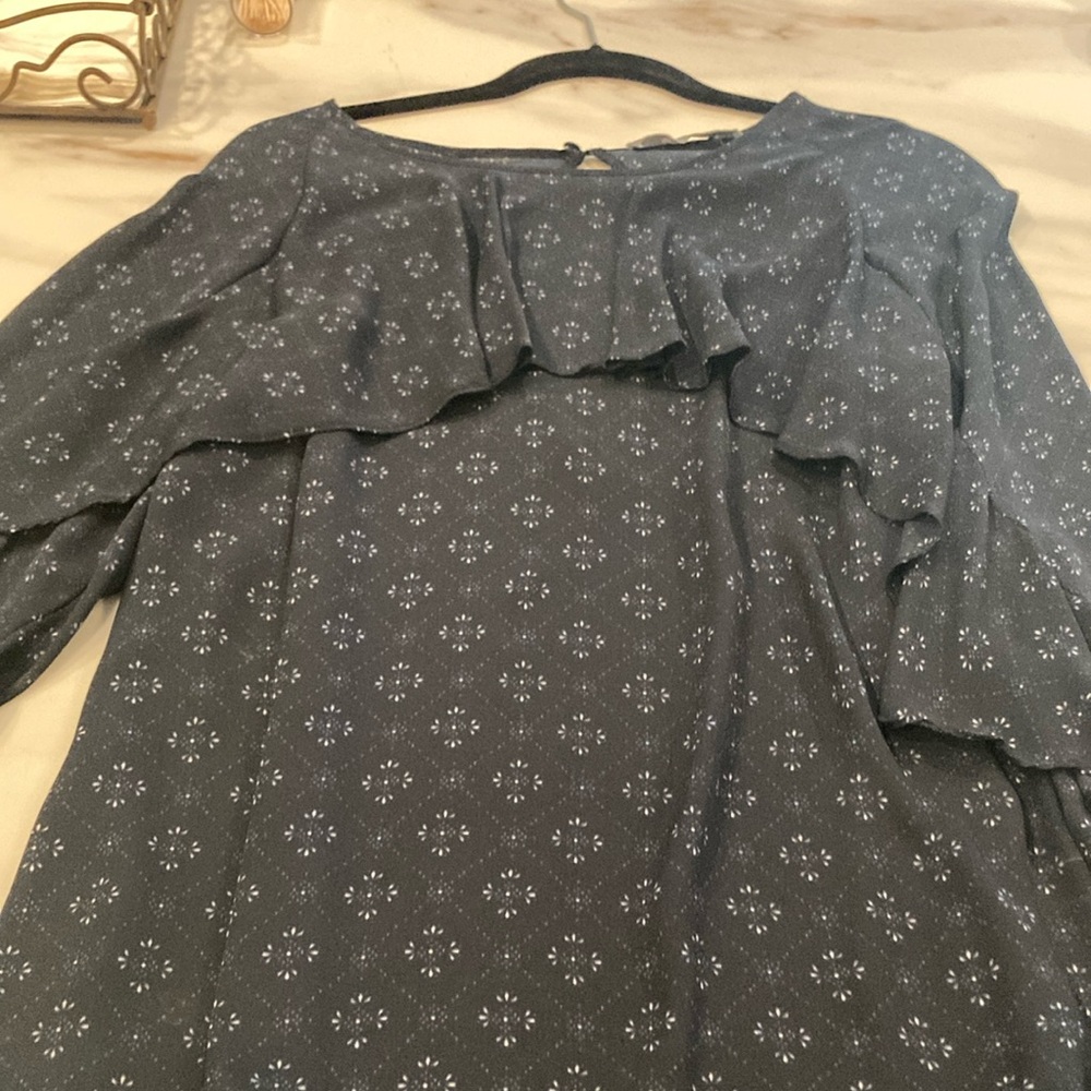 Blue Ruffled Relaxed Blouse - Picture 4 of 4